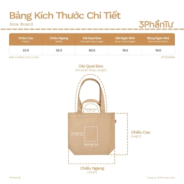 3PhầnTư Túi Tote Nam Nữ Mini Vải Cotton Pha Nylon Phối Màu - Giá ưu đãi 79.000₫