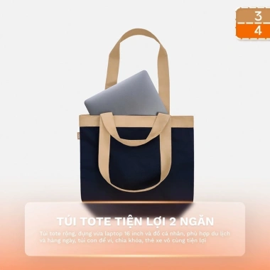 3PhầnTư Túi Tote Nam Nữ Mini Vải Cotton Pha Nylon Phối Màu - Giá ưu đãi 79.000₫