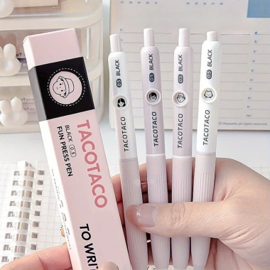 4 Bộ Bút Gel Đổi Mặt Vui Nhộn 0.5mm Nhanh Khô, Cho Bút Mực Đen, Văn Phòng 2