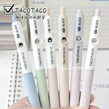 4 Bộ Bút Gel Đổi Mặt Vui Nhộn 0.5mm Nhanh Khô, Cho Bút Mực Đen, Văn Phòng 3