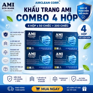 4 hộp khẩu trang y tế AMI 4 lớp kháng khuẩn, chống bụi, chống tia UV - Giá 120k 5