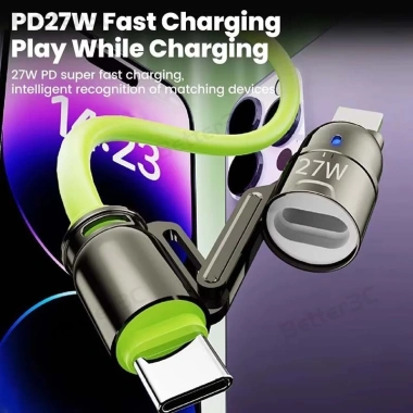 4 trong 1 240W Cáp sạc siêu nhanh USB sang Type C silicon lỏng chống treo, hỗ trợ iOS15/16 và truyền dữ liệu, giá 65.999 VND