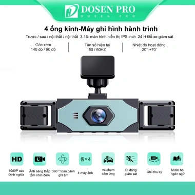 4 trong 1 Máy ghi hình hành trình giám sát đỗ xe 24h - Ghi video trước, trong, sau & tầm nhìn ban đêm - Giá 647.500₫