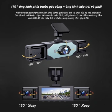 4 trong 1 Máy ghi hình hành trình giám sát đỗ xe 24h - Ghi video trước, trong, sau & tầm nhìn ban đêm - Giá 647.500₫