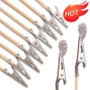 40 Kẹp Cá Sấu Kim Loại Kép Tay Cầm Gỗ - Công Cụ Vẽ Mô Hình An Toàn, Chống ẩm, Giá đỡ DIY
