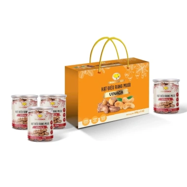 5 hũ 200g Hạt điều rang muối Bình Phước Vinaca - Hạt cồ to, giảm giá 270k