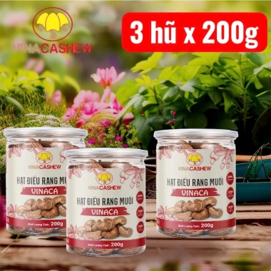 5 hũ 200g Hạt điều rang muối Bình Phước Vinaca - Hạt cồ to, giảm giá 270k