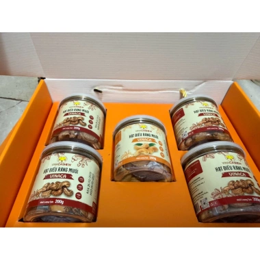5 hũ 200g Hạt điều rang muối Bình Phước Vinaca - Hạt cồ to, giảm giá 270k