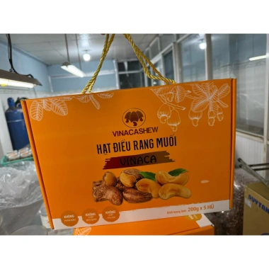 5 hũ 200g Hạt điều rang muối Bình Phước Vinaca - Hạt cồ to, giảm giá 270k