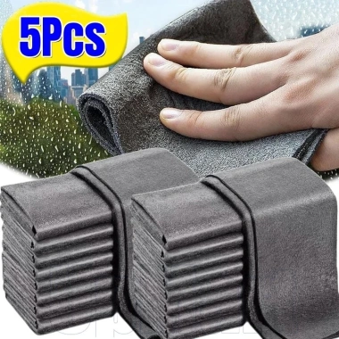 5 Khăn Lau Microfiber Dày Siêu Thấm - Dùng cho Windows, Bếp, Thủy Tinh, Rửa Xe - Dụng Cụ Vệ Sinh Gia Đình