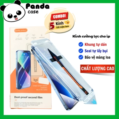 5 Kính Cường Lực Tự Hút Bụi Khung Dán cho iPhone 17/16/15, 14/13/12/11 Giá 148.000 VND