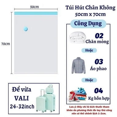 5 tặng 1 Bơm tay, Túi hút chân không quần áo - Tủ gọn gàng, chỉ 15.000₫ 9