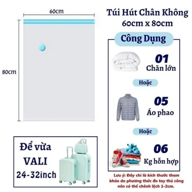 5 tặng 1 Bơm tay, Túi hút chân không quần áo - Tủ gọn gàng, chỉ 15.000₫ 10