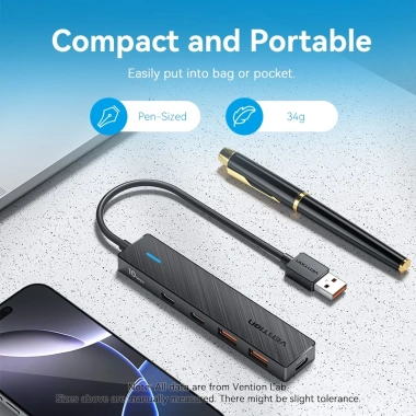 5 trong 1 A Hub Vention 10Gbps USB 3.2 Gen 2 Nhỏ gọn di động tương thích PC Type-A Giá 240.000 VND