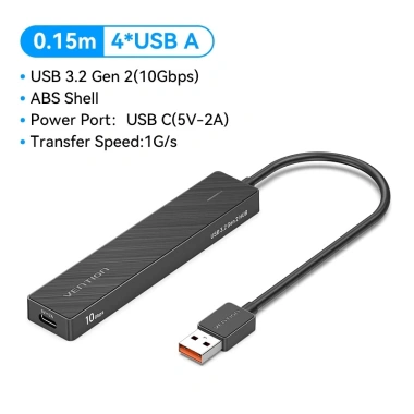 5 trong 1 A Hub Vention 10Gbps USB 3.2 Gen 2 Nhỏ gọn di động tương thích PC Type-A Giá 240.000 VND