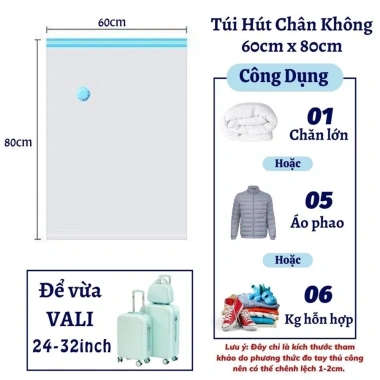 5 Túi Hút Chân Không Đựng Quần Áo, Chăn Gối - Chống Nước, Chống Ẩm, Giảm Giá 67k 10