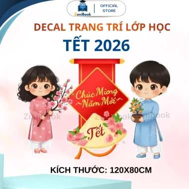 50 mẫu decal trang trí lớp học Tết 2.026 Bính Ngọ Chúc Mừng Năm Mới, giá ưu đãi 100k
