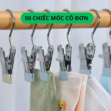 50 móc kẹp đa năng thép không gỉ đầu silicon Chống tuột, treo quần áo Giá 68.000 VND 10
