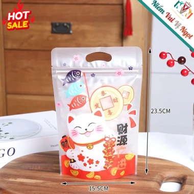 50 Túi Zip 250gr Đựng Bánh Kẹo Mứt Tết Vớ Kẹp tóc Trang sức - Mèo Chiêu Tài 75.000₫