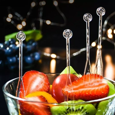 500 nĩa trái cây mini và dĩa nhựa dùng một lần cho tiệc BBQ, xiên que & bánh trái cây - Giá ưu đãi