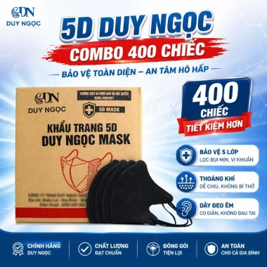 5D Duy Ngọc Thùng 400 Khẩu Trang 3 Lớp Kháng Khuẩn Chống Bụi Mịn Giá 132k