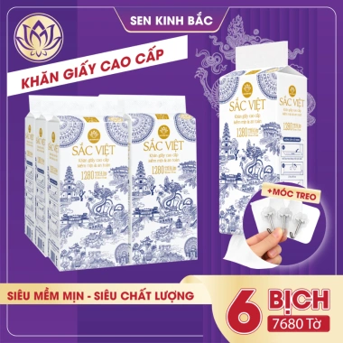 6 Bịch Giấy Treo Tường Sắc Việt 1.320 Tờ - 4 Lớp Mềm Mịn, Bột Gỗ Tự Nhiên - 141.000 VND