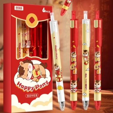 6 Bút Gel 0.5mm Năm Ngựa 2.026 - Nhanh khô, mực đen, viết dễ, sinh viên văn phòng 3 6 Bút Gel 0.5mm Năm Ngựa 2.026 - Nhanh khô, mực đen, viết dễ, sinh viên văn phòng 3