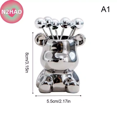6 Cái Nĩa Tráng Miệng Thép Không Gỉ N2HAO + Lọ Bảo Quản Gấu Dễ Thương - Lý Tưởng cho Tiệc Salad 7 6 Cái Nĩa Tráng Miệng Thép Không Gỉ N2HAO + Lọ Bảo Quản Gấu Dễ Thương - Lý Tưởng cho Tiệc Salad 7