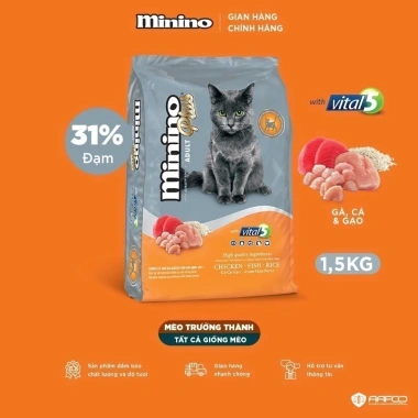 6 Gói Hạt Minino Cho Mèo 1.3-1.5kg - Thức ăn dinh dưỡng, giảm giá 607.000 VND