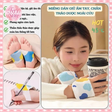 60 miếng Dán Ngải Cứu Giữ Nhiệt Tự Nóng - Giữ Ấm 6h, Giảm Đau, Ngăn Cảm Lạnh