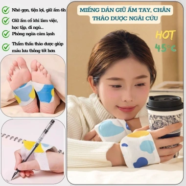 60 miếng Dán Ngải Cứu Giữ Nhiệt Tự Nóng - Giữ Ấm 6h, Giảm Đau, Ngăn Cảm Lạnh