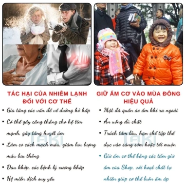 60 miếng Dán Ngải Cứu Giữ Nhiệt Tự Nóng - Giữ Ấm 6h, Giảm Đau, Ngăn Cảm Lạnh