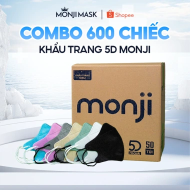 600 khẩu trang 5D Monji 3 lớp lọc khuẩn ngăn bụi ôm sát thoáng khí - 122.900 VND