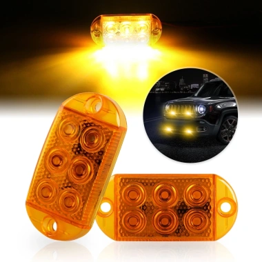 6LED Đánh Dấu Ánh Sáng 12V 24V cho Xe Bên Khoảng Cách Cảnh Báo Xe Kéo Xe Tải Caravan Vàng Đỏ Xanh Dương Xanh Trắng 2
