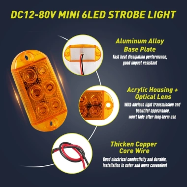 6LED Đánh Dấu Ánh Sáng 12V 24V cho Xe Bên Khoảng Cách Cảnh Báo Xe Kéo Xe Tải Caravan Vàng Đỏ Xanh Dương Xanh Trắng 5