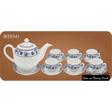 7 mẫu Ấm chén trà Bát Tràng men trắng vẽ Trúc Lâm Thất Hiền - Minh Long 500ml
