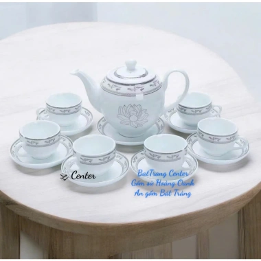 7 mẫu Ấm chén trà Bát Tràng men trắng vẽ Trúc Lâm Thất Hiền - Minh Long 500ml