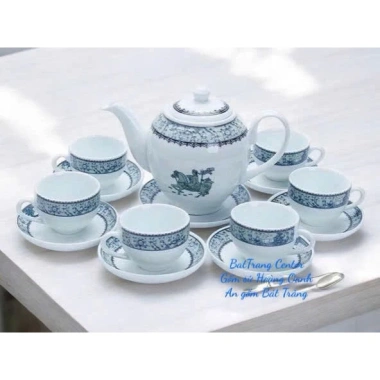 7 mẫu Ấm chén trà Bát Tràng men trắng vẽ Trúc Lâm Thất Hiền - Minh Long 500ml