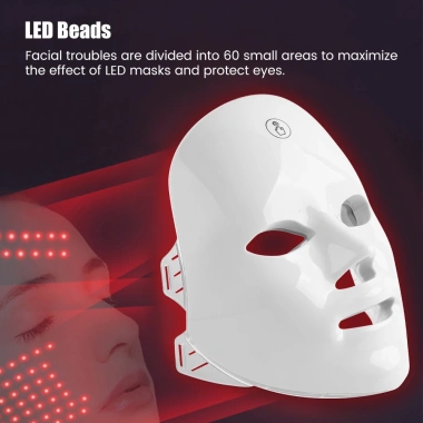 7 Màu Mặt Nạ LED Photon Trẻ Hóa Da, Chống Mụn, Loại Bỏ Nếp Nhăn, Sạc USB 6