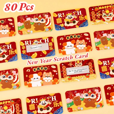 80 thẻ cào tết DIY viết tay - Thẻ CNY trúng thưởng, quà bất ngờ cho bé, 37.422 VND