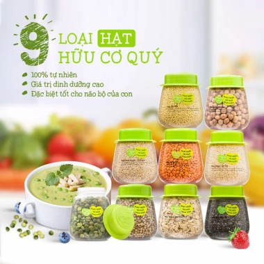 9 loại hạt quý hữu cơ ăn dặm Mămmy - giàu vitamin, dinh dưỡng cho bé từ 6 tháng - chỉ 75.000₫