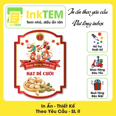 9 Tem Nhãn Giấy Bóng Decan Sticker Dán Tết InkTEM, Hạt Granola, Macca, Hạnh Nhân, Óc Chó 18.000đ