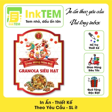 9 Tem Nhãn Giấy Bóng Decan Sticker Dán Tết InkTEM, Hạt Granola, Macca, Hạnh Nhân, Óc Chó 18.000đ 5