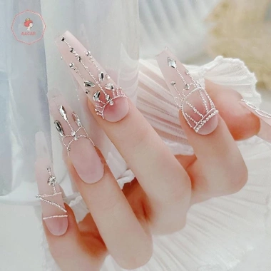 Aacar 0.4-3mm Vàng Bạc Trắng Kim Loại Caviar 3D Kim Cương Giả Trang Trí Móng Tay