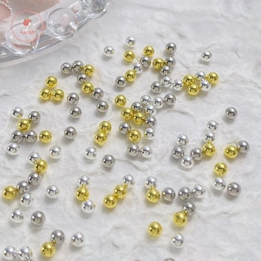 Aacar 0.4-3mm Vàng Bạc Trắng Kim Loại Caviar 3D Kim Cương Giả Trang Trí Móng Tay
