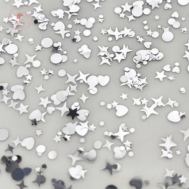 AACAR 1 Hộp Móng Tay 3D Trái Tim Ngôi Sao Sequin Bạc Sáng Bóng - Giá 30.910 VNĐ 6