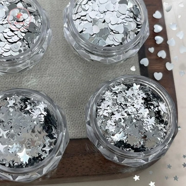 AACAR 1 Hộp Móng Tay 3D Trái Tim Ngôi Sao Sequin Bạc Sáng Bóng - Giá 30.910 VNĐ 7