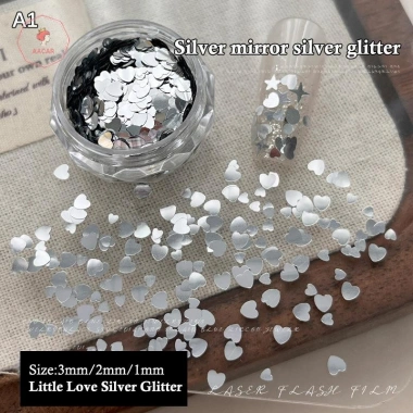 AACAR 1 Hộp Móng Tay 3D Trái Tim Ngôi Sao Sequin Bạc Sáng Bóng - Giá 30.910 VNĐ 10