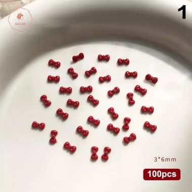 AACAR 100 chiếc 3D Móng Tay Nơ Đỏ - Phụ kiện nhựa nghệ thuật, trang trí quyến rũ, giá 44.990₫ 8