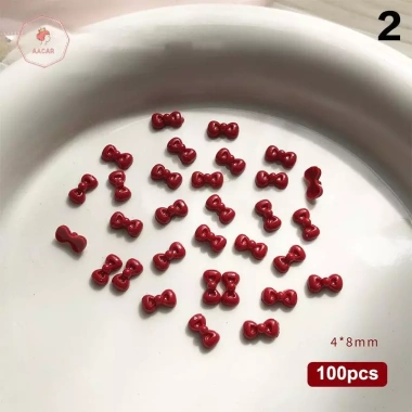 AACAR 100 chiếc 3D Móng Tay Nơ Đỏ - Phụ kiện nhựa nghệ thuật, trang trí quyến rũ, giá 44.990₫ 9